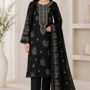 Tussle Silk 3 Piece Embroidered Dress for Women