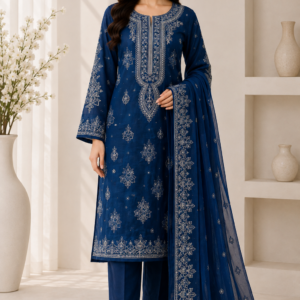 Tussle Silk 3 Piece Embroidered Dress for Women
