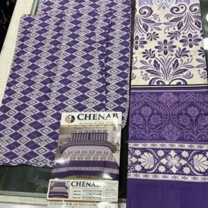 Purple and white printed bed sheet Design 331