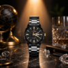 NAVIFORCE men's black gold luxury analog watch