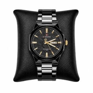 NAVIFORCE men's black gold luxury analog watch