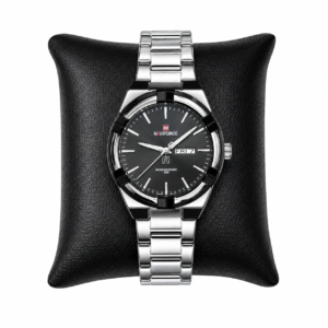 NAVIFORCE men's stainless steel black dial day-date watch