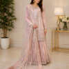 Luxury Net Embroidered Handwork 3 Piece Pakistani Formal Dress for Women