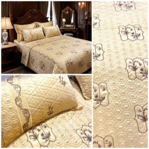 Imported Velvet Embroidered 3 Piece Bedsheet Set