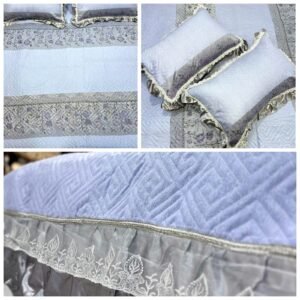 Imported Zari Cotton 3 Piece Bedsheet Set