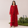 Red embroidered 3-piece suit with intricate floral detailing.