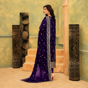 Luxury premium Tasal Silk handwork embroidered 3 piece Pakistani suit featuring heavy embroidery, embellished detailing, embroidered silk dupatta, and matching trouser.