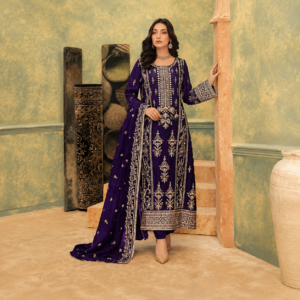 Luxury premium Tasal Silk handwork embroidered 3 piece Pakistani suit featuring heavy embroidery, embellished detailing, embroidered silk dupatta, and matching trouser.