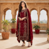 Tasal Silk 3 Piece Embroidered Suit with luxury embroidery and matching dupatta